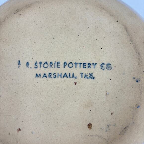 Storie Pottery Mixing Serving Bowl Blue Barn Cabin Marshall TX Stoneware 9.5 In - Picture 8 of 10